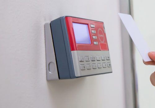 office-man-using-id-card-scan-access-control-open-security-door